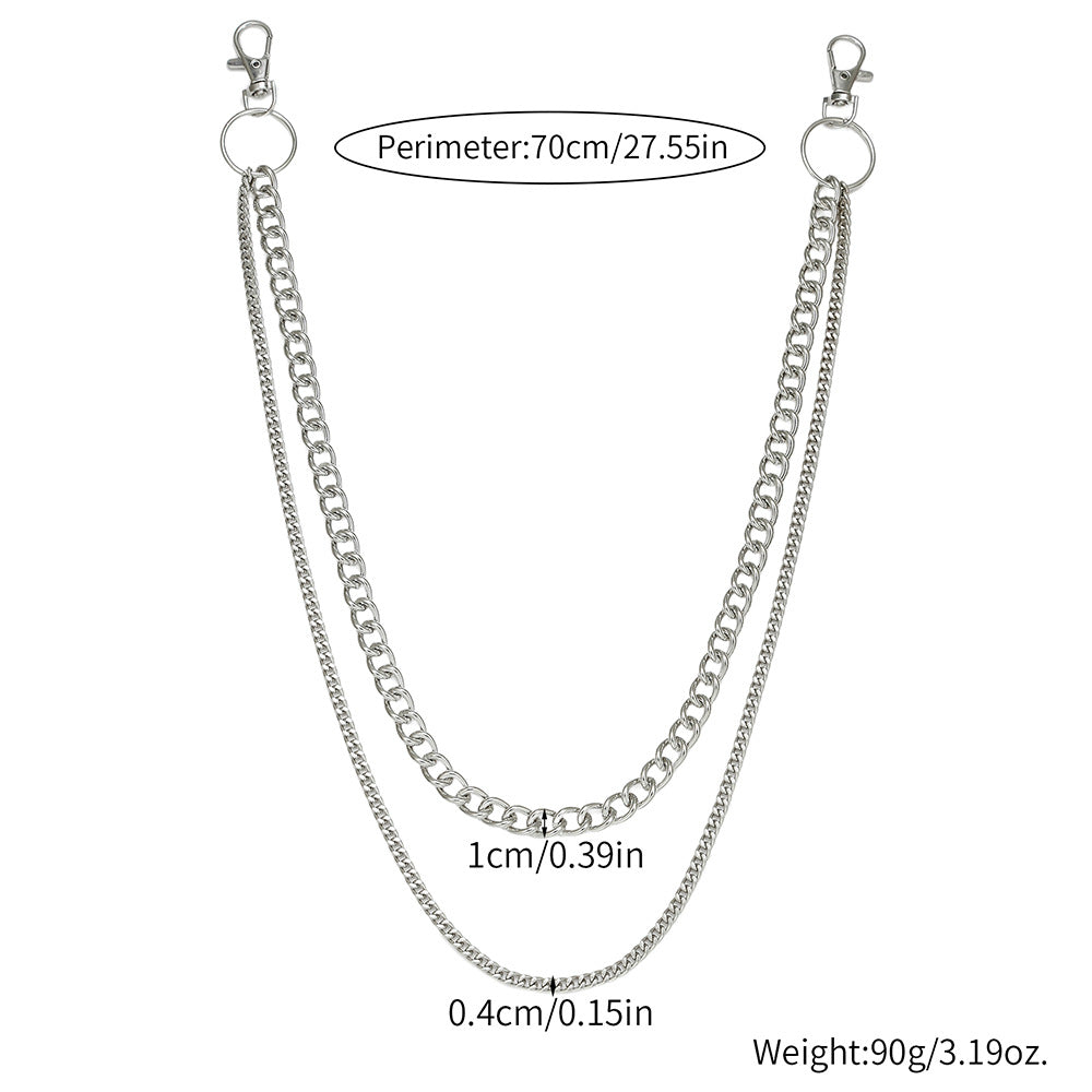 Hip-hop Punk Zinc Alloy Polished Cuban Link Chain Waist Chain with Tassel