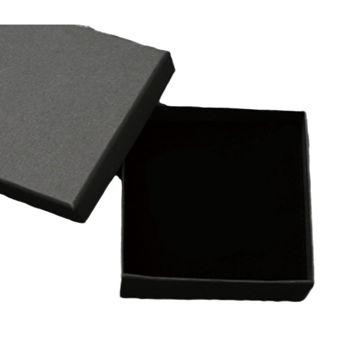Scatola portagioie minimalista in carta nera con coperchio sollevabile per orecchini, bracciali, anelli e collane
