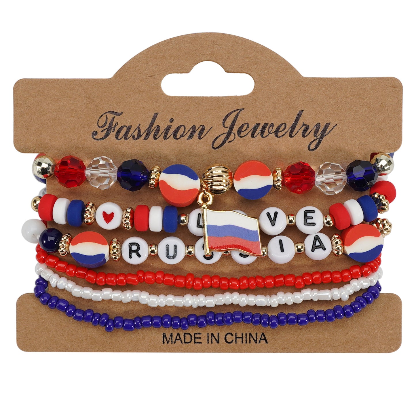 Bohemian Vintage Flag Pattern Glass Beaded Bracelet Unisex