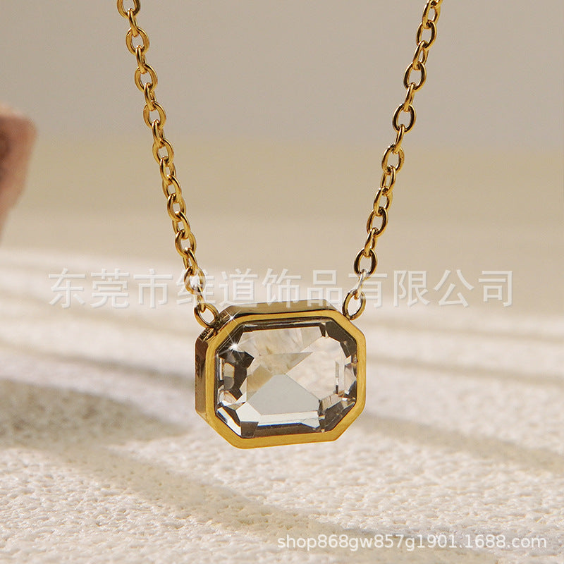 Minimalist Heart Teardrop Geometric Stainless Steel Plated Pendant Necklace for Women