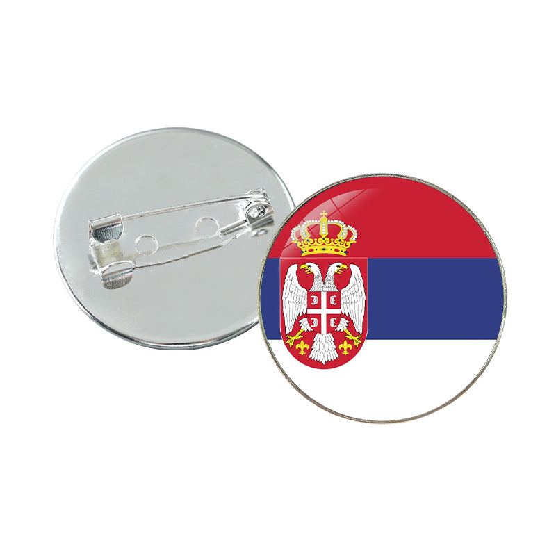 Minimalist Geometric Alloy Plated Brooch with Cabochon Gemstone Unisex Pin Badge
