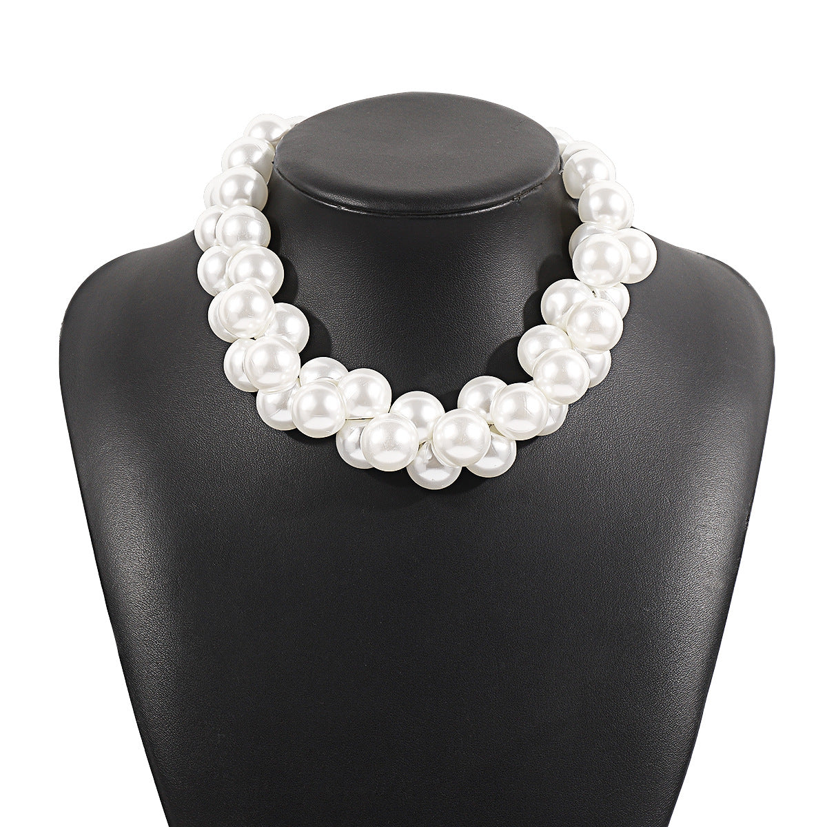 Elegante gargantilla barroca geométrica de perlas de imitación para mujer con longitud ajustable