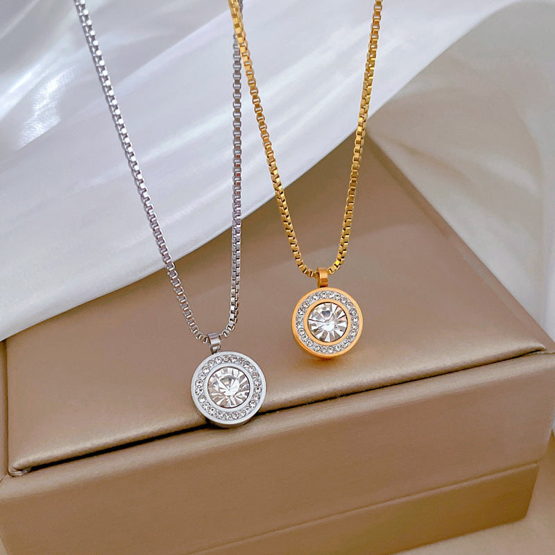 Collar Minimalista de Acero de Titanio Geométrico con Chapado en Oro para Mujer, Colgante de Cadena tipo Guardapelo, Joyería