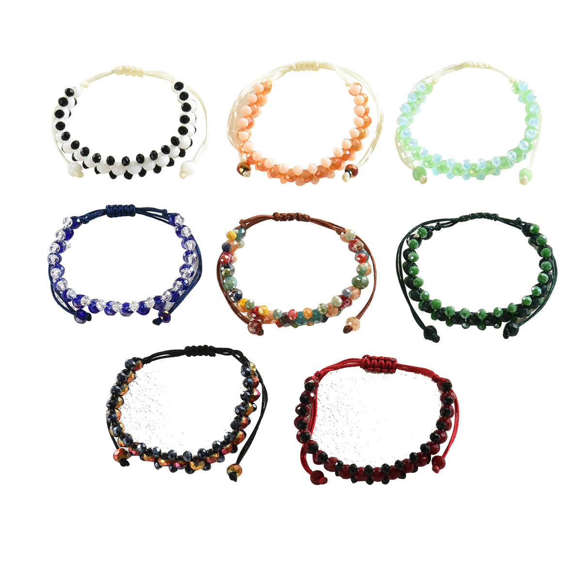 Pulsera geométrica de cuentas para mujer con detalles de cristal multicolor, pulsera ajustable de varias capas