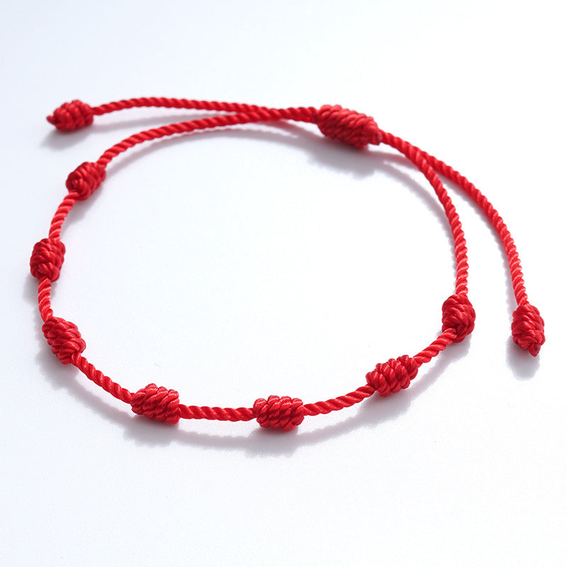 Minimalist Geometric Braided Lucky Knot Bracelet Unisex Adjustable Red String Hand Rope