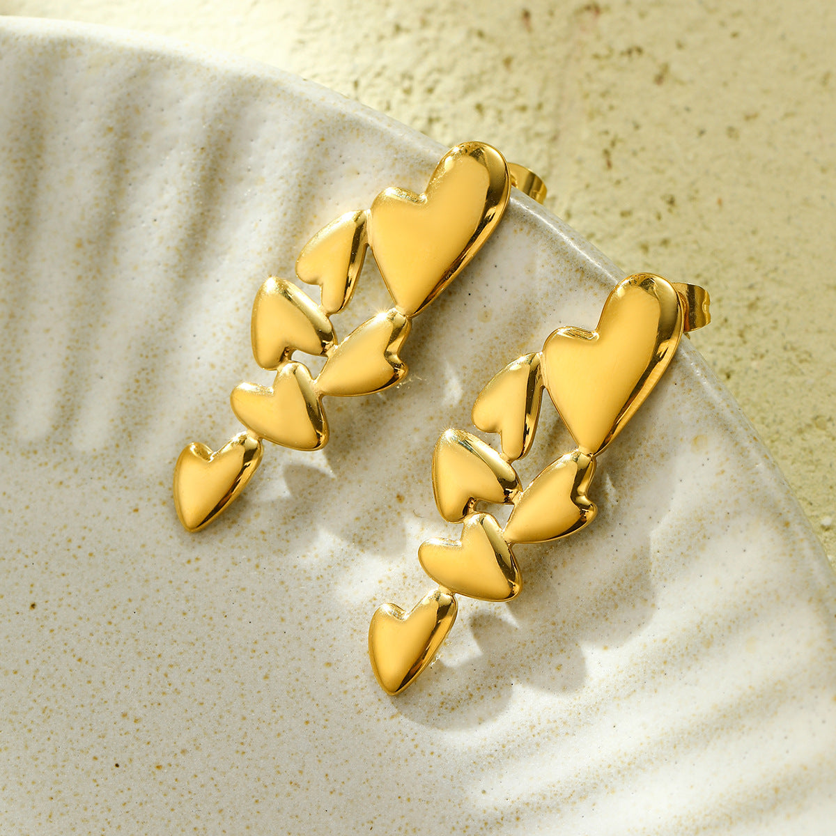 Minimalist Irregular Heart-Shaped Titanium Steel Earrings with Plated Finish for Women