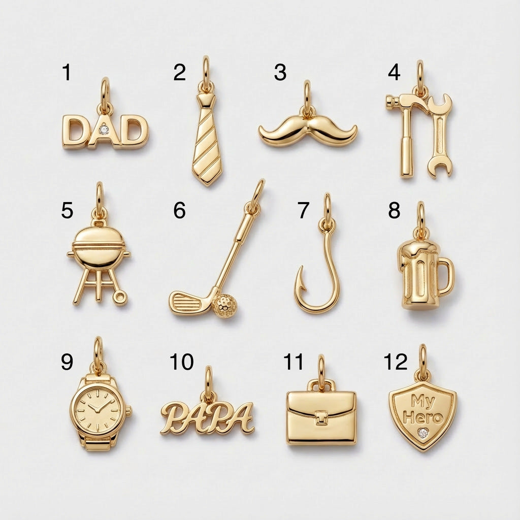 Vintage 18K Gold Plated Stainless Steel Father's Day Beard Charm Bar