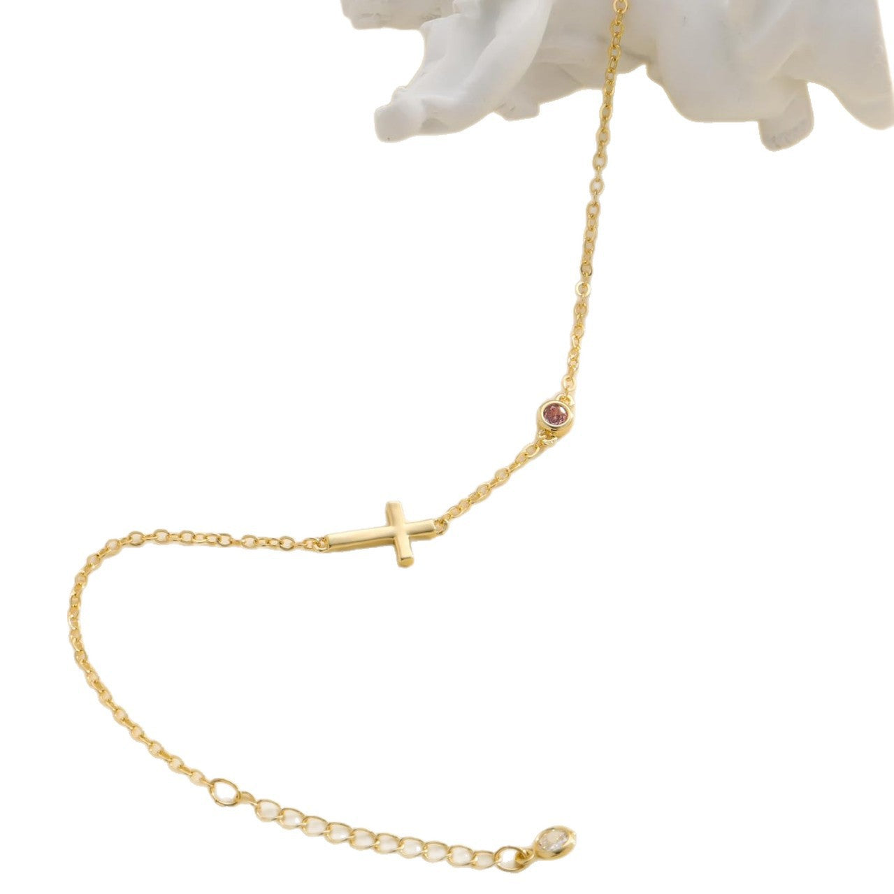 Elegant 18K Gold Plated Stainless Steel Cross Geometric Bracelet for Women