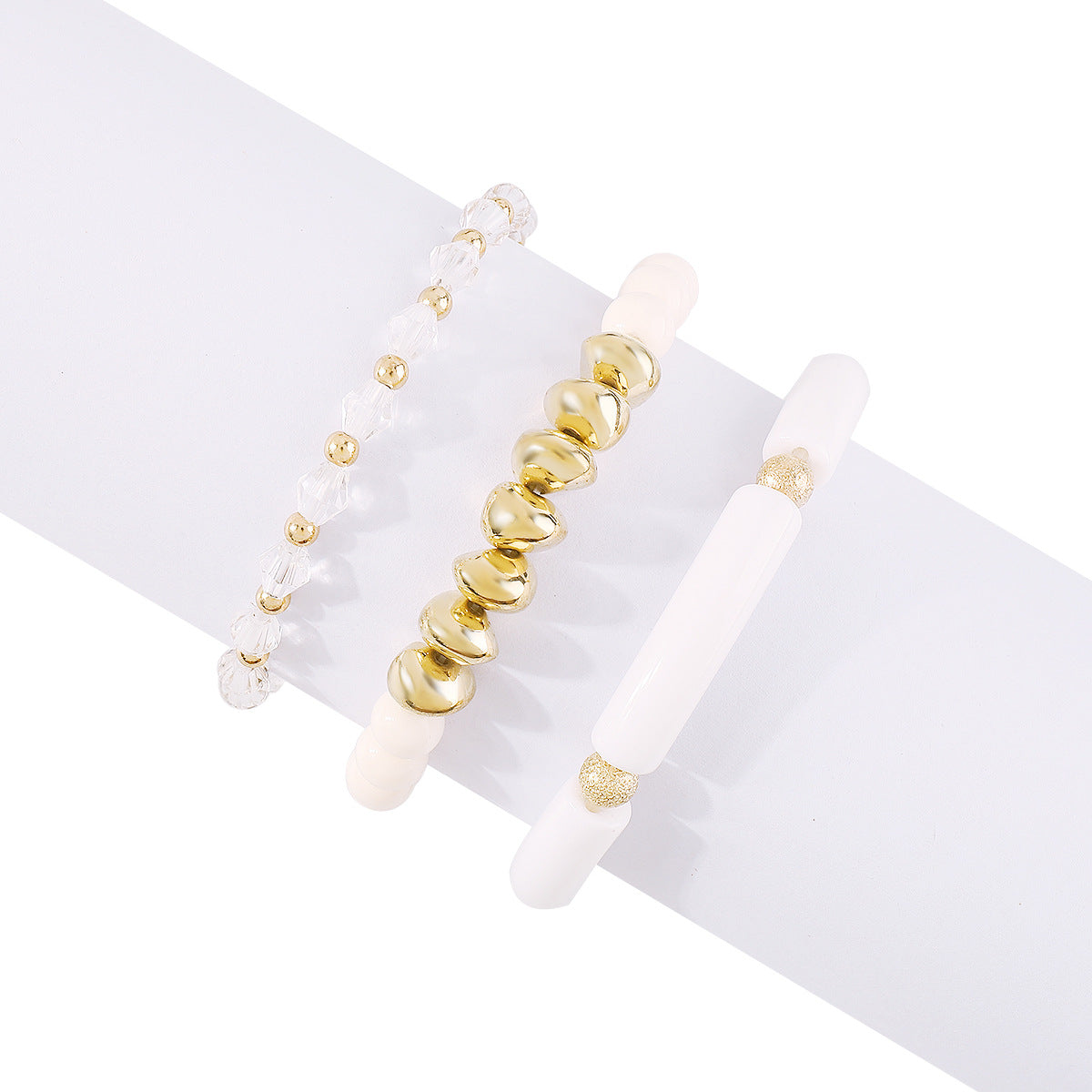 Juego de pulseras trenzadas estilo bohemio minimalista y dulce-dopamina con aleación y cuentas de diseño geométrico