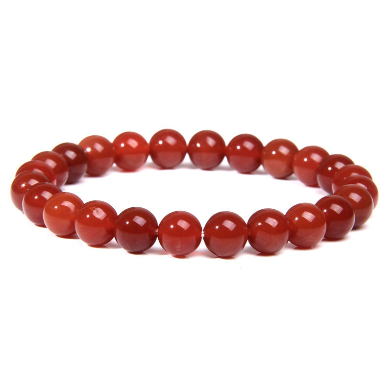 Natural Volcanic Stone and Agate Beaded Bracelet Geometric Round Unisex Fashion Jewelry