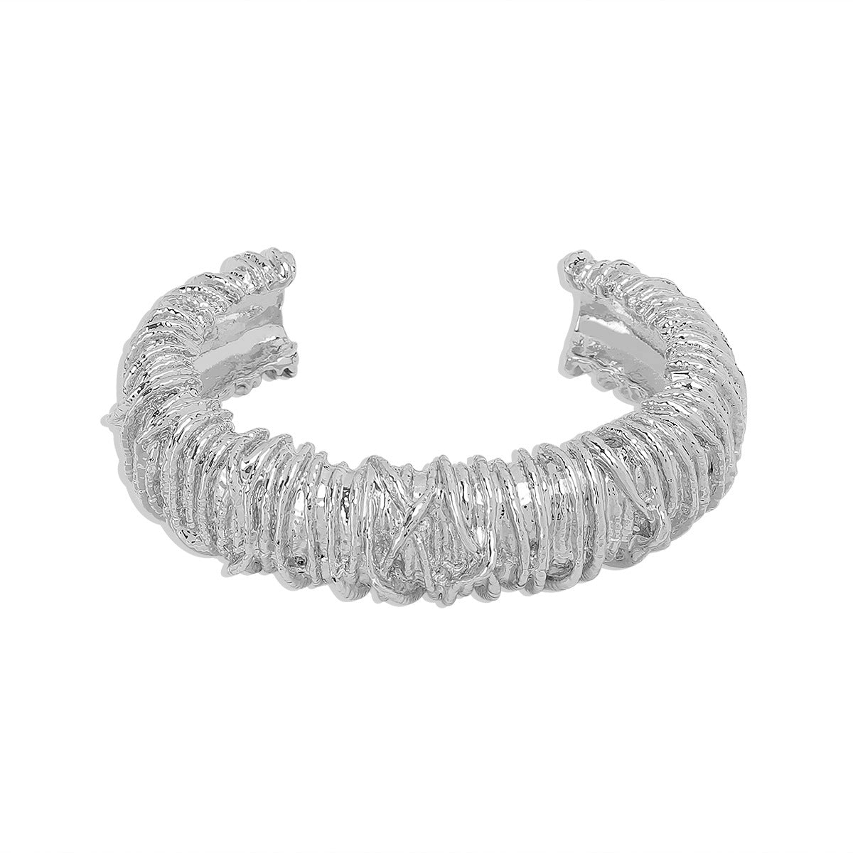 Bracciale rigido geometrico irregolare dolce e grintoso con base in lega galvanizzata, catena a serpente intarsiata di perle, design con apertura elastica
