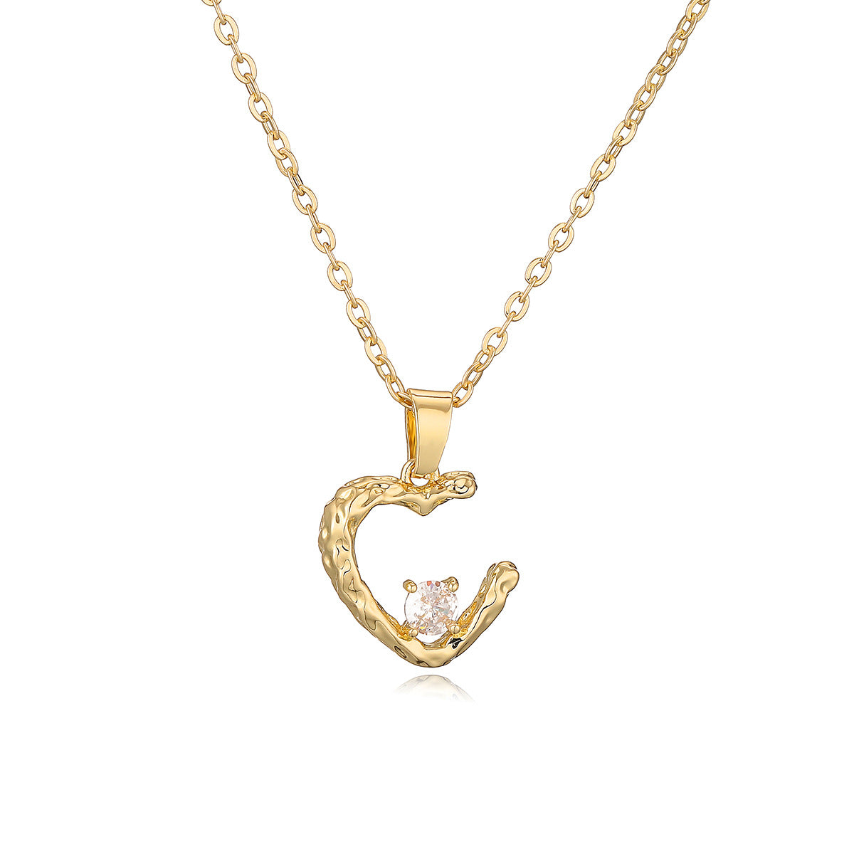 Collana con pendente geometrico minimalista da donna con base in rame placcata in oro vero e intarsio di zirconi