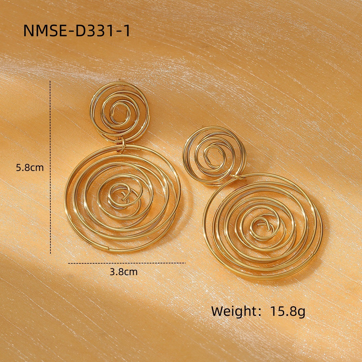Aretes de titanio con diseño geométrico circular exagerado y acabado galvanizado para mujer