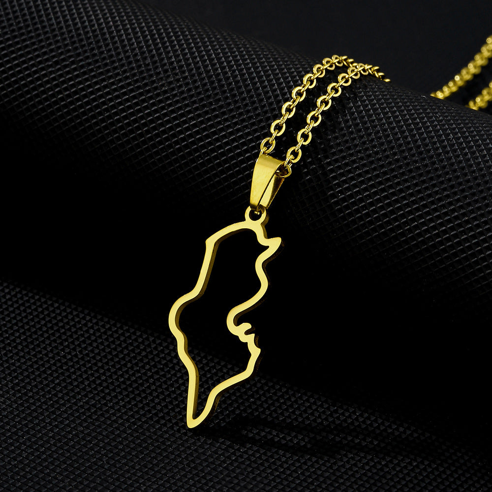 Collana Pendente Minimalista Geometrica Placcata in Acciaio al Titanio Unisex con Catena a O