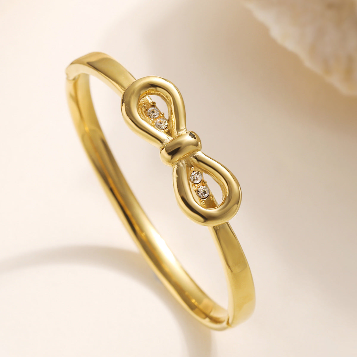 Minimalist 18K Gold Plated Stainless Steel Bracelet with Cubic Zirconia for Women