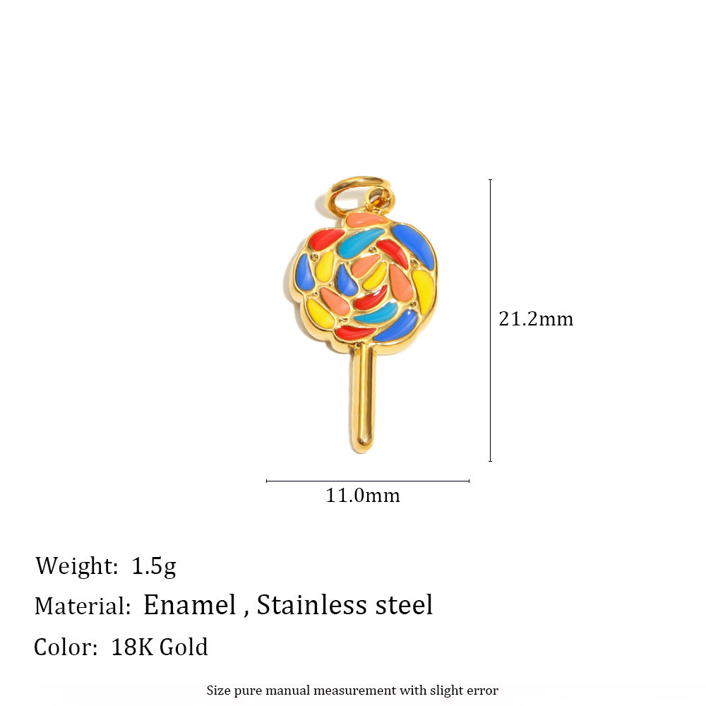 18K Gold Plated Stainless Steel Geometric Donut Charm Bar
