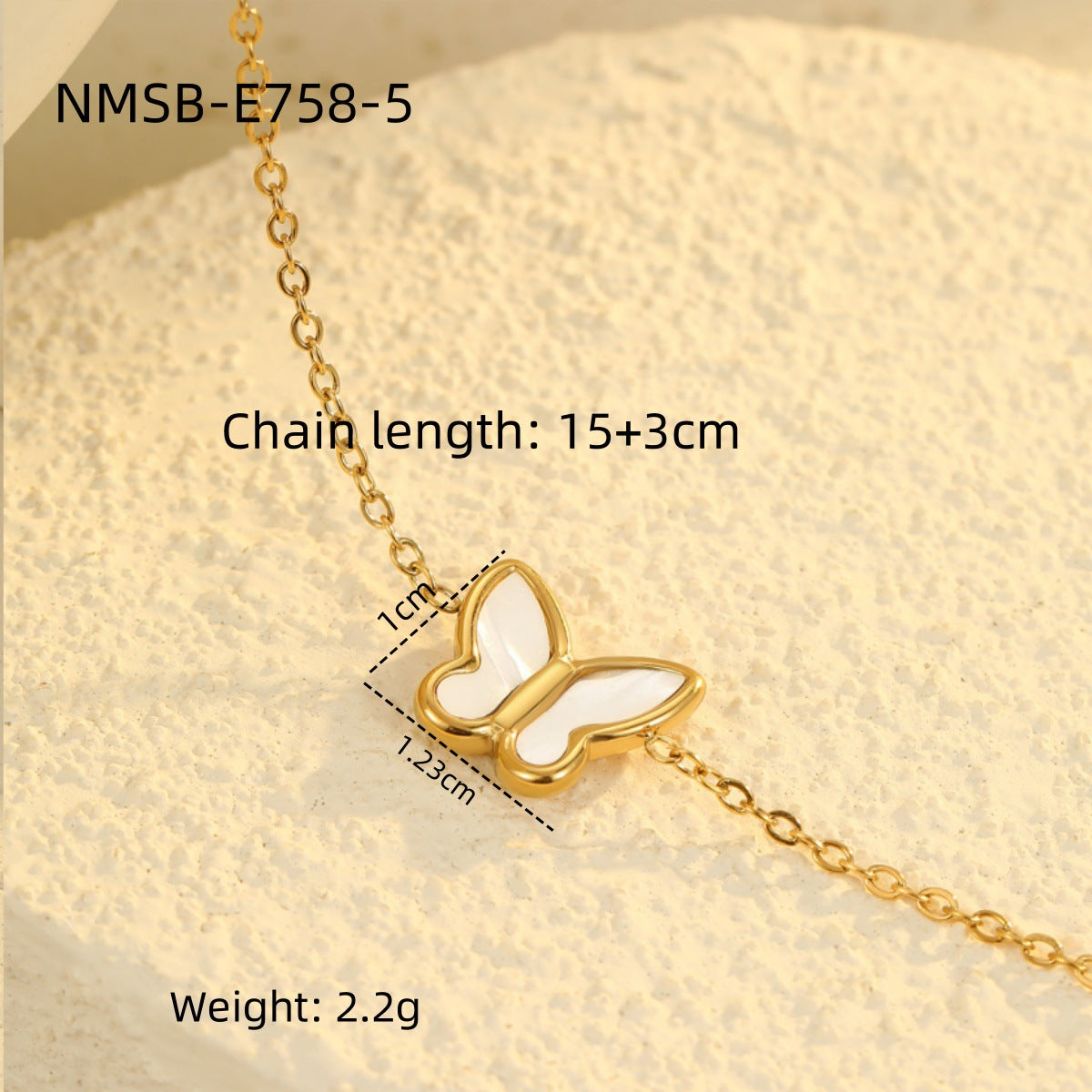 Set Collana Pendente a Farfalla OL alla Moda con Catena in Acciaio Inossidabile e Orecchini e Anello Abbinati