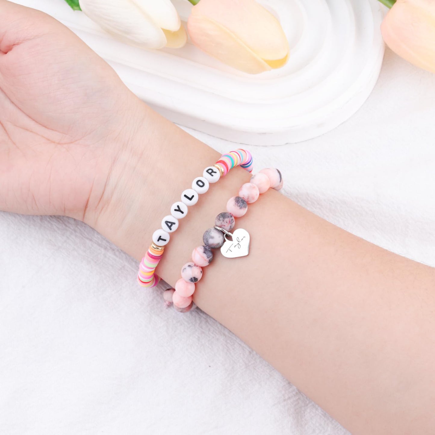 Casual Letter Resin Agate Bracelet Set Leopard Print Unisex Handmade