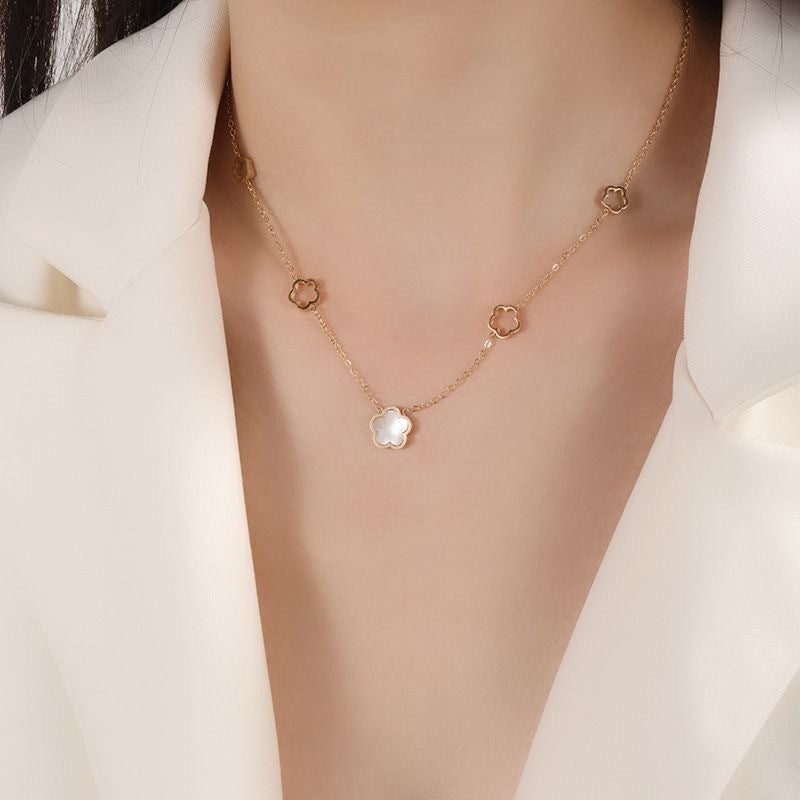 Elegant Floral Titanium Steel Plated Necklace for Women