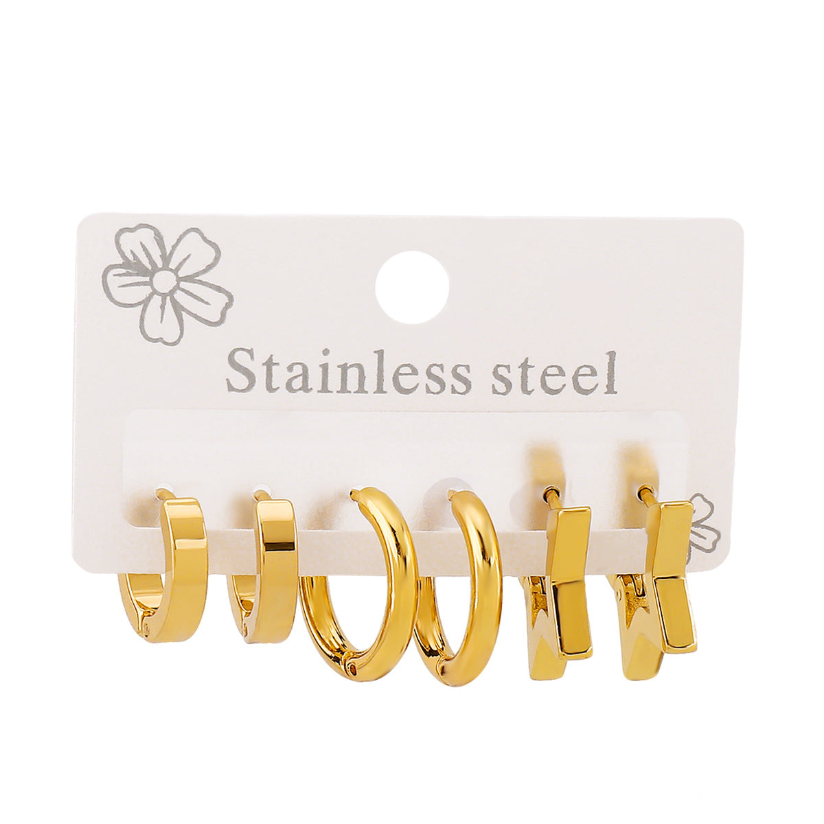 Minimalist Stainless Steel Star-Shaped Geometric Stud Earrings with Plating Finish
