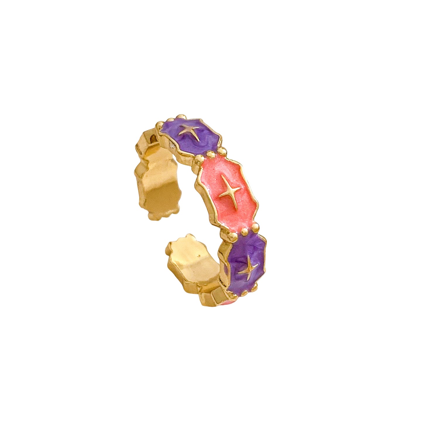 Anello aperto dolce floreale in ottone placcato oro da donna