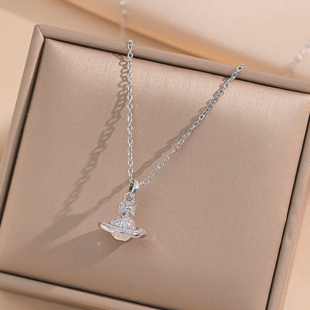 Minimalist Star-Shaped Titanium Steel Necklace with Rhinestone Inlay for Women, O-Chain, Lightweight Luxury Pendant Jewelry