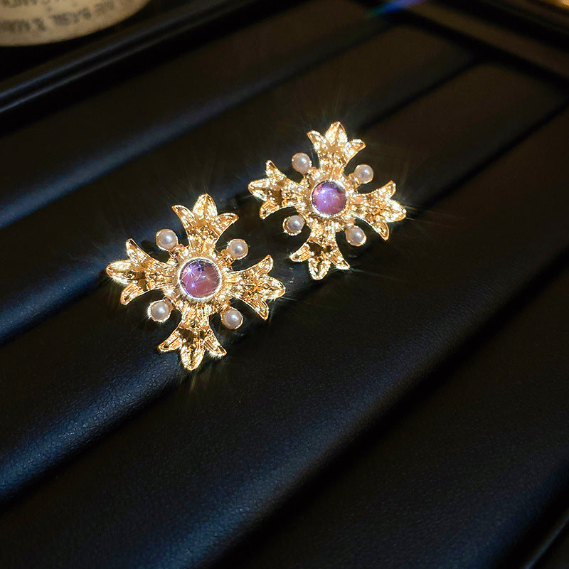 Vintage Geometric Earrings with Gold-Plated Copper Base and Stainless Steel Posts for Women