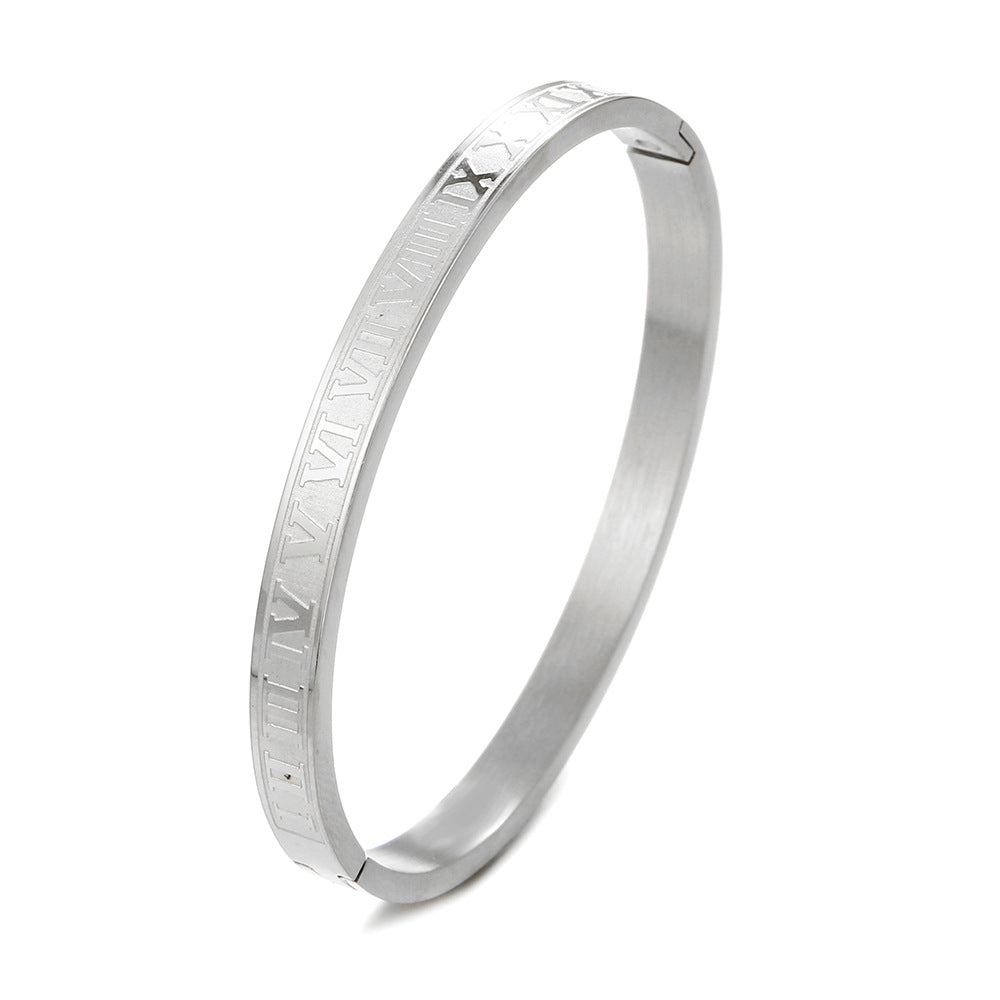 Punk Stainless Steel Plated Round Letter Bracelet