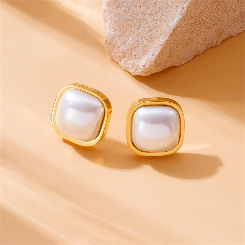 Vintage Minimalist Business Casual Plated Stainless Steel Geometric Earrings
