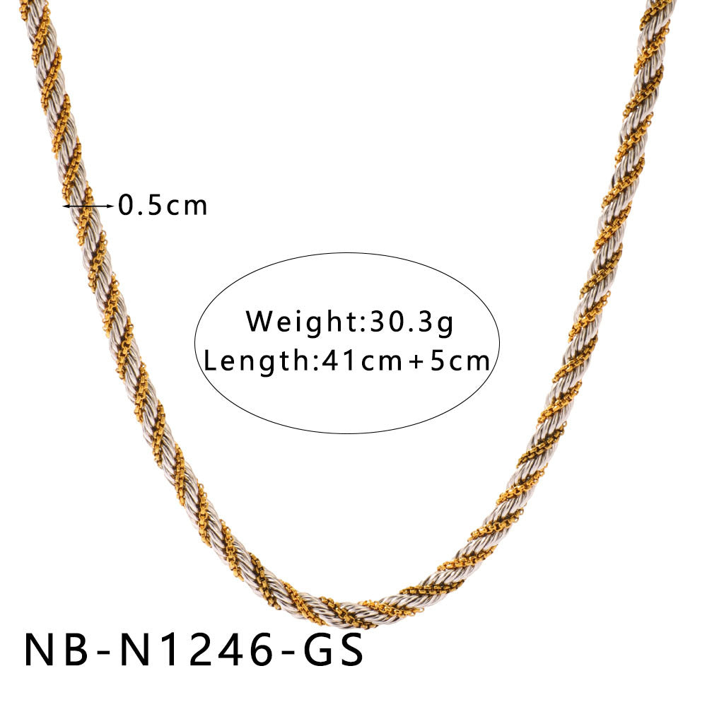 Collana Minimalista in Zirconia a Forma di Petalo in Acciaio Inox con Placcatura Sottovuoto in Oro 18K da Donna — Delicata Catena Clavicolare