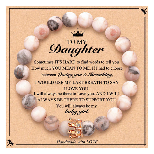 Elegant Crown Brass Bracelet with Natural Agate and Rhodochrosite Beads for Women
