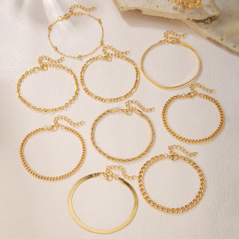 Minimalist Bohemian Multi-Layer Blade Link Bracelet in Alloy with Plated Finish for Women