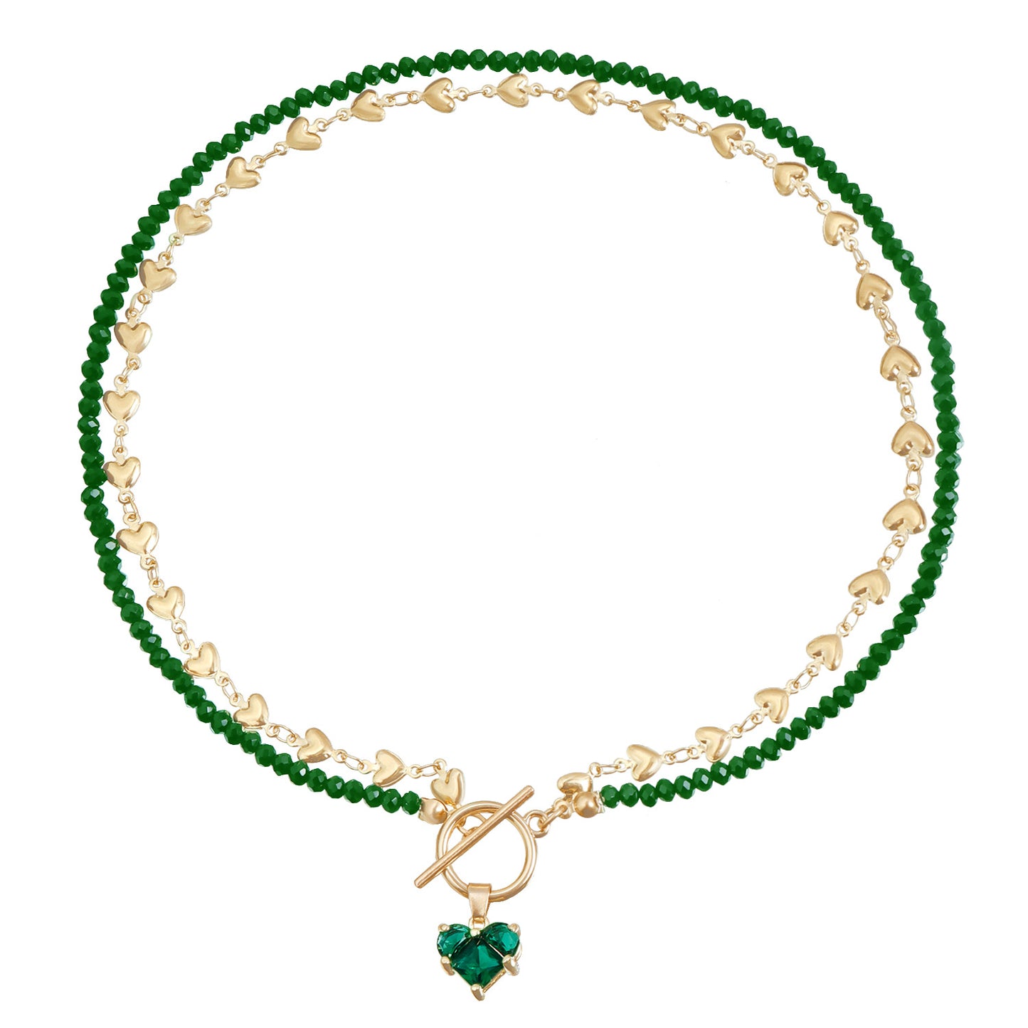 Creative Heart-Shaped Alloy Pendant Necklace with Rhinestone Inlay, Plated Finish, Clavicle Chain with OT Clasp for Women