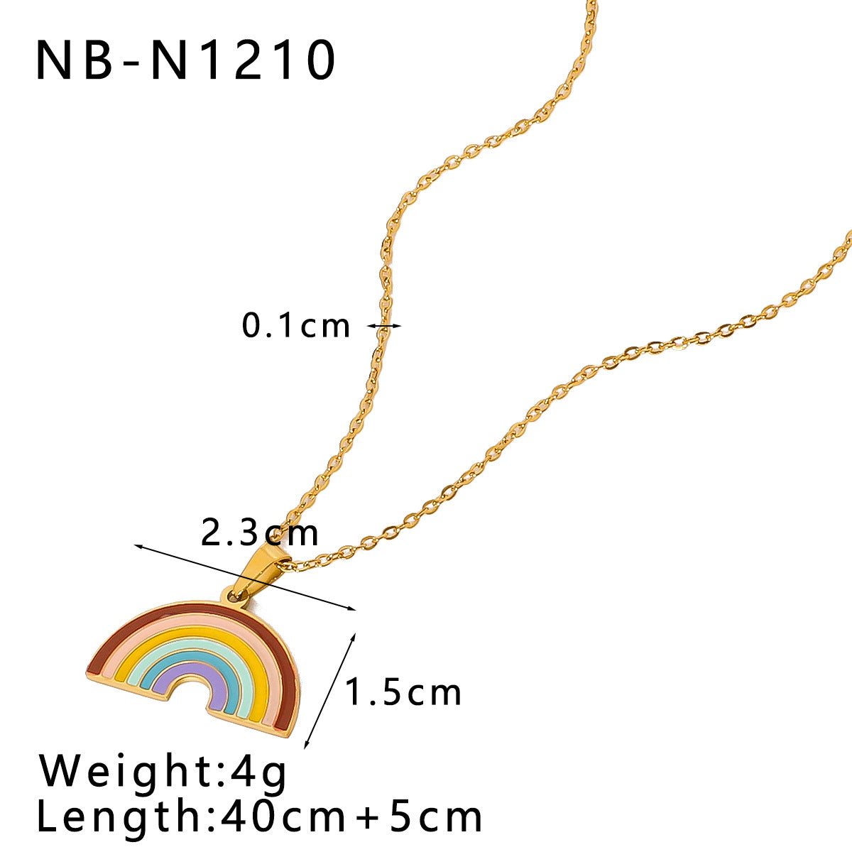 Collana con ciondolo minimalista a farfalla e cuore arcobaleno in acciaio inossidabile con placcatura in oro 18 carati e finitura smaltata da donna
