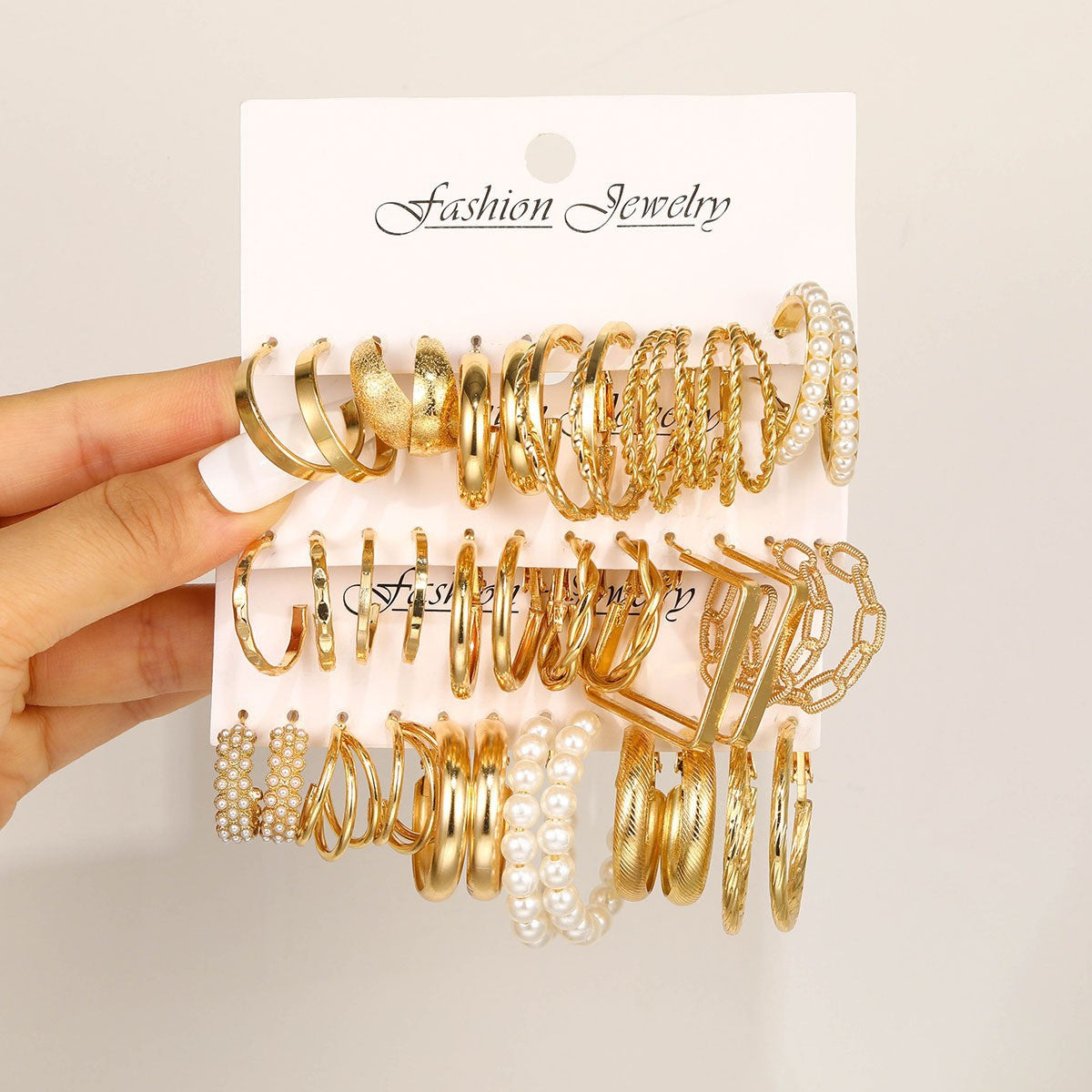 Fashion Geometric Round Gold Plated Zinc Alloy C-Shape Hoop Earrings with 925 Sterling Silver Posts