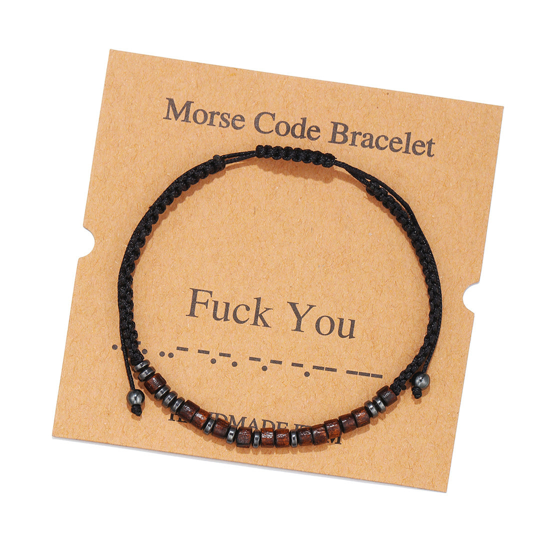 Morse Code Letter Number Wood Bracelet for Unisex