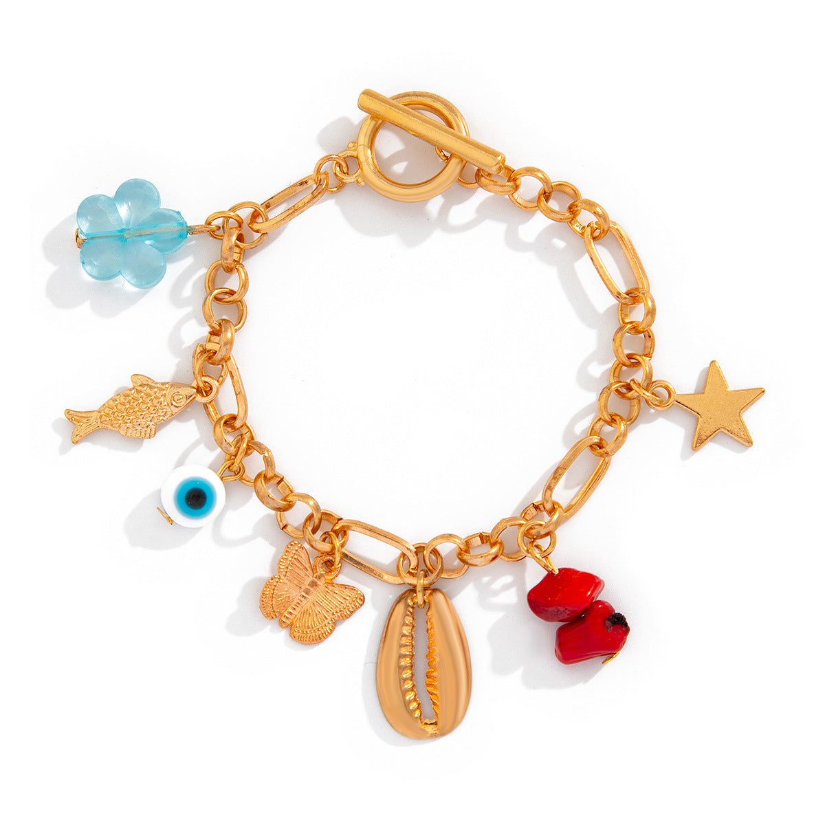 Personalized Butterfly Star Heart Imitation Pearl Alloy Bracelet with OT Clasp