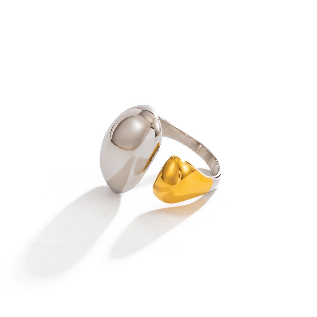 Hip-hop Stainless Steel Plated Teardrop Geometric Open Ring for Women