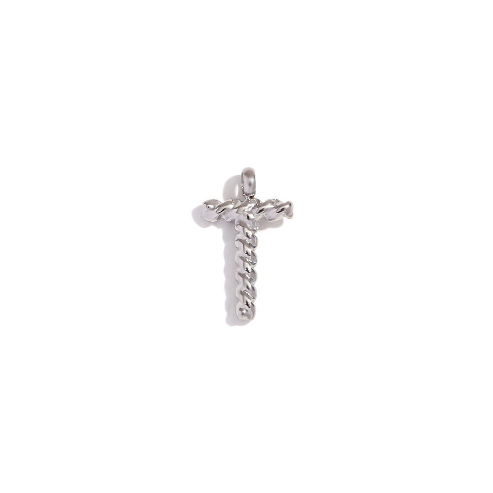 Colgante minimalista de acero inoxidable chapado en oro de 18 quilates con mini letra retorcida para mujer