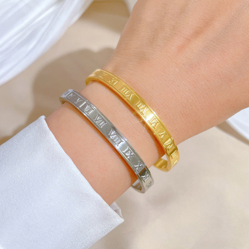 Minimalist Luxury Titanium Steel Bracelet for Women with Plated Finish Retro Elegant Design