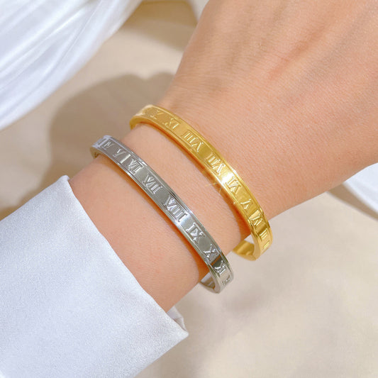 Minimalist Luxury Titanium Steel Bracelet for Women with Plated Finish Retro Elegant Design