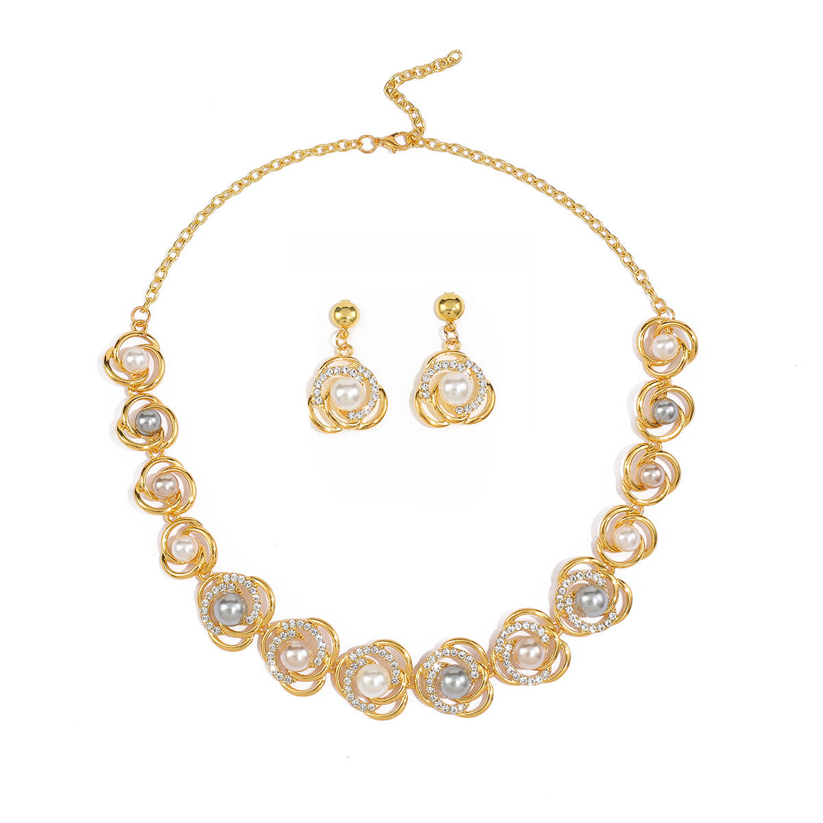 Fashionable Women's Star Moon Cloud Universe Pendant Necklace Set with Electroplated Alloy O-Chain and Matching Earrings
