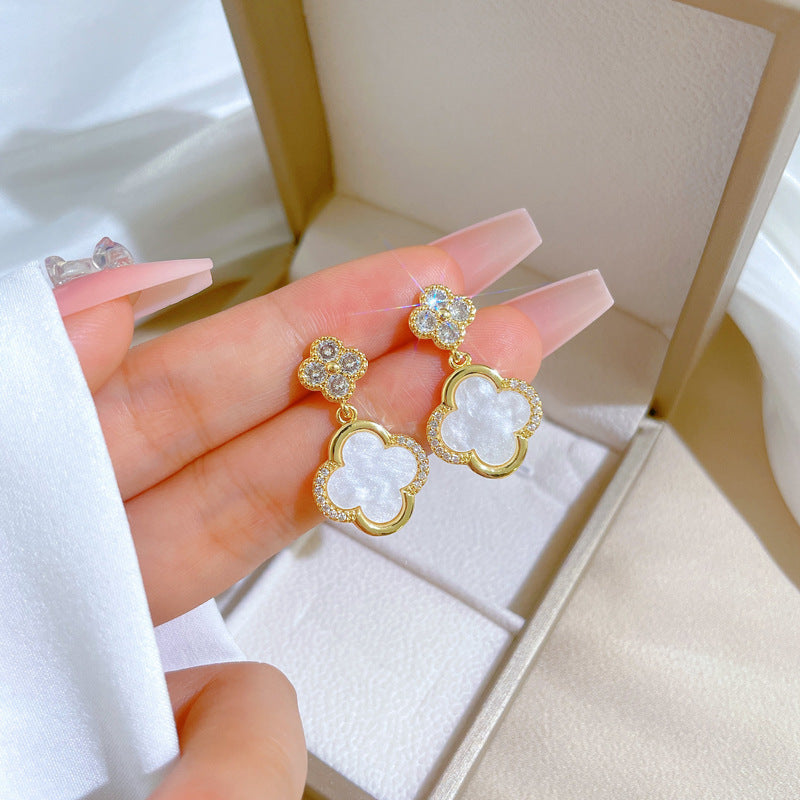 Geometric Stud Earrings for Women with Plated Copper Design, Elegant Long Tassel Drop Earrings, Sweet Style Jewelry