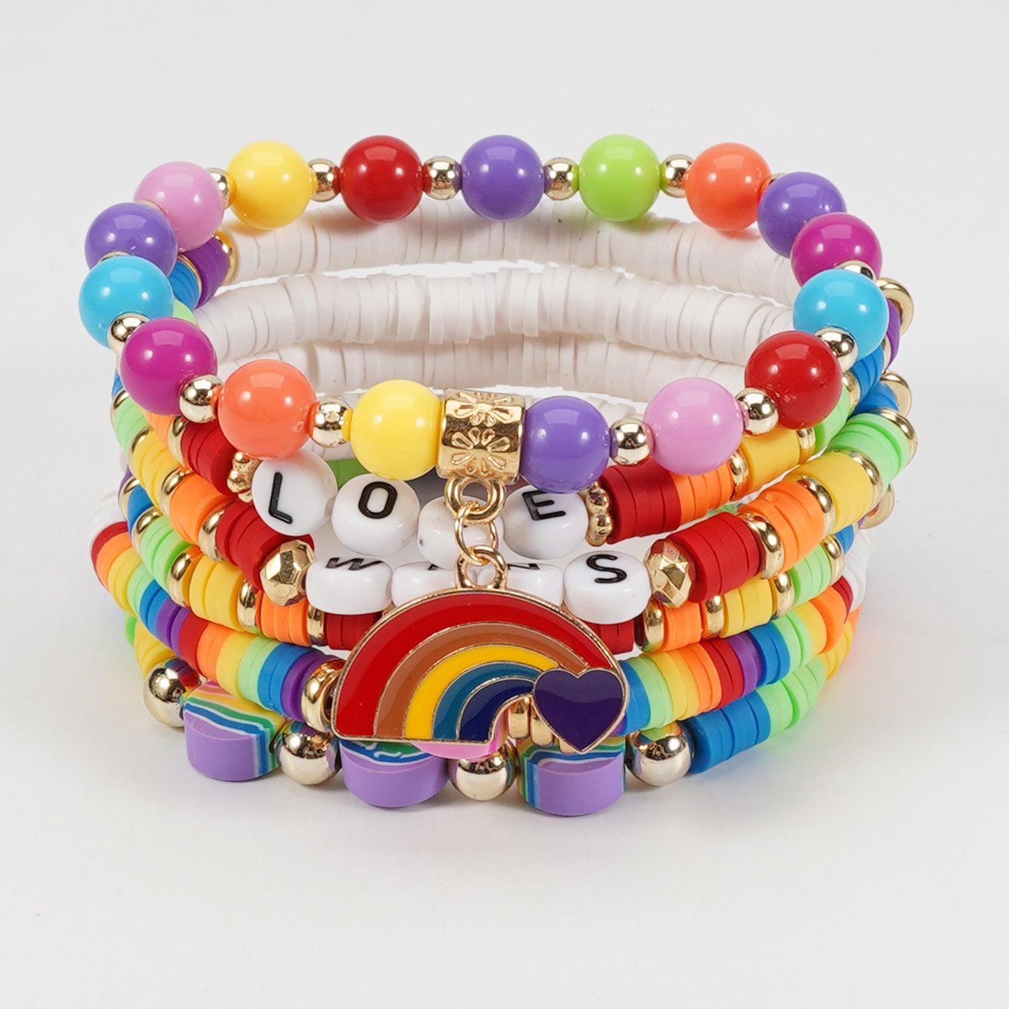 Bohemian Vintage Heart Shape Glass Pendant Multi-layer Bracelet for Women