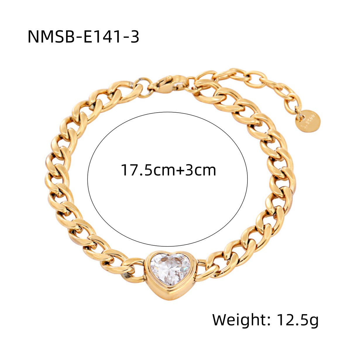 Pulsera minimalista de acero de titanio en forma de corazón para mujer con baño de oro de 18K e incrustaciones de diamantes de imitación, joyería hipoalergénica de acero inoxidable