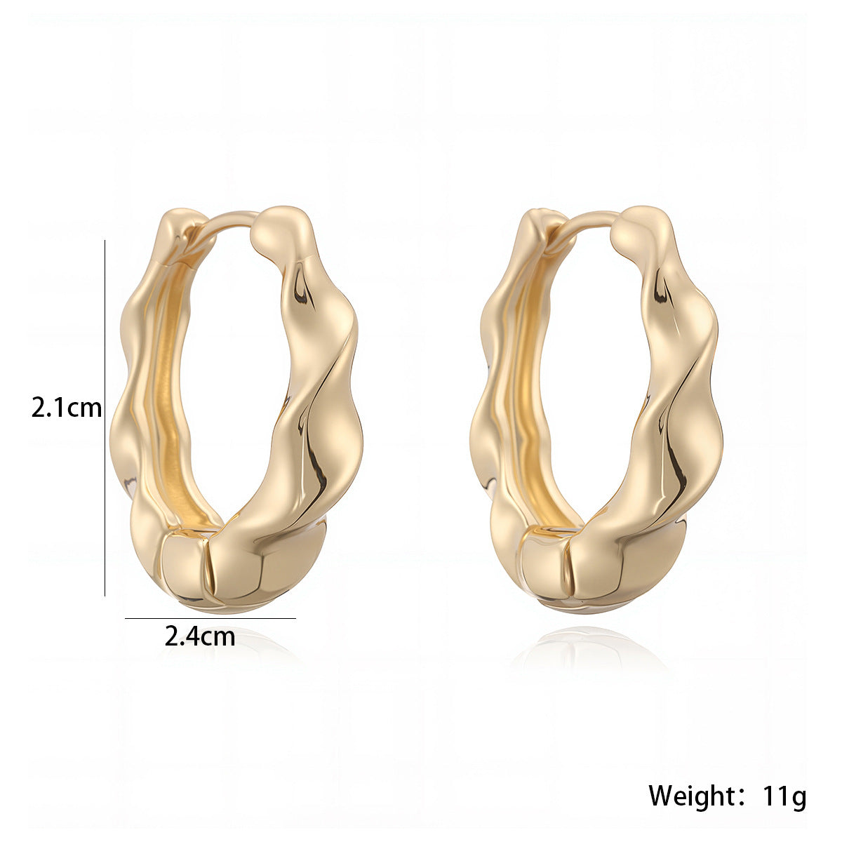 Minimalist Geometric Gold Plated Brass Wave Earrings for Women