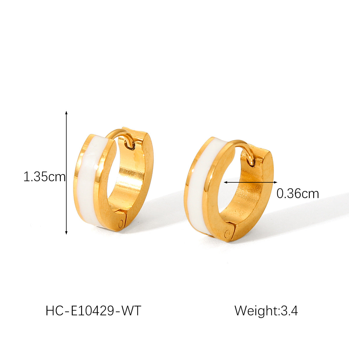 Minimalist Geometric Titanium Steel Earrings with 18K Gold Plating and Colorful Enamel Finish for Women
