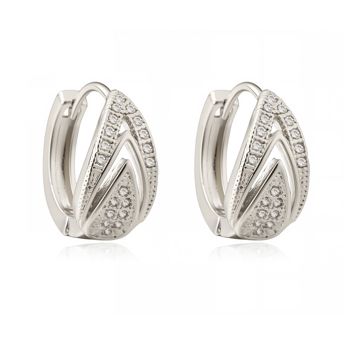 Aretes de Aro Geométricos de Cobre con Baño de Oro de 18K e Incrustaciones de Circones para Mujer, Aretes Minimalistas de Inspiración Vintage a la Moda