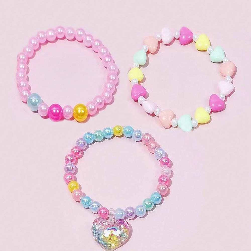 Bracciale in resina per bambine dai 3 ai 10 anni, stile cartone animato, a forma di cuore, stella e farfalla, con ciondolo a unicorno