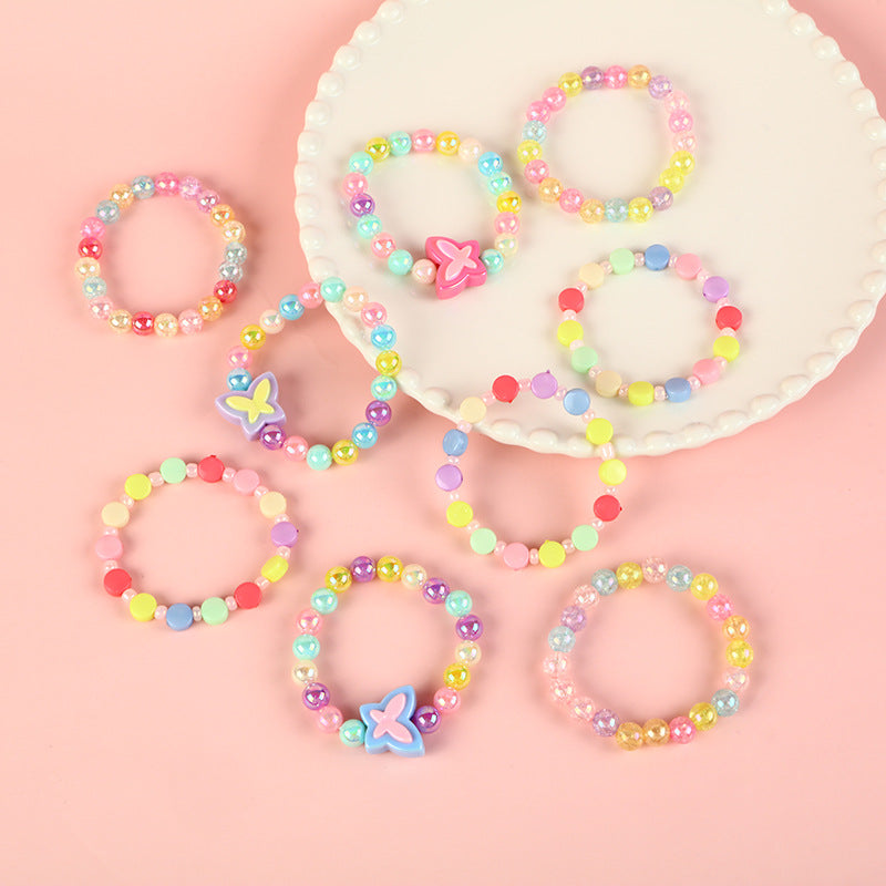 Sweet Pastel Butterfly Acrylic Bracelet for Girls, Cute Princess-Style Children's Hand Jewelry with Animal Shape Design
